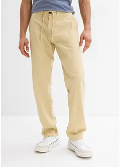 Pantalon chino en lin majoritaire avec taille extensible Regular, droit, bonprix