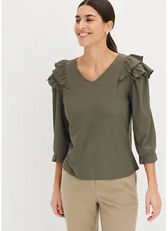 Struktur-Shirt mit Volants, bonprix