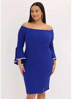 Carmen-Kleid aus strukturiertem Crepe, bonprix