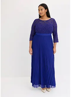 Robe en crêpe avec dentelle et jupe plissée, bonprix
