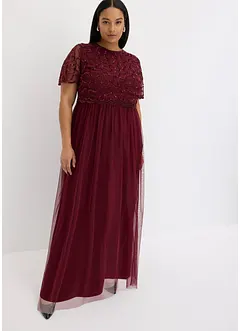 Robe longue raffinée en tulle avec sequins brodés, bonprix
