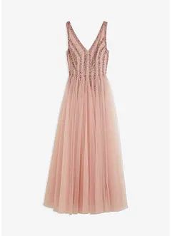 Maxikleid aus feinem Tüll mit Paillettenstickerei, bonprix
