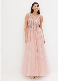Maxikleid aus feinem Tüll mit Paillettenstickerei, bonprix