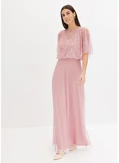 Robe longue en tulle fin à broderie strassée, bonprix