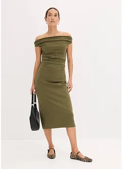 Robe midi à encolure Bardot, bonprix