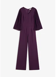 Jersey-Overall mit Plissee-Ärmel aus feinem Chiffon, bonprix