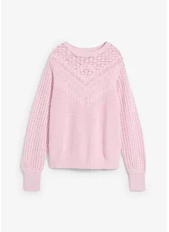 Ajour-Pullover mit Leinenanteil, bonprix