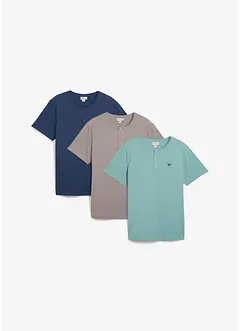 Henleyshirt (3er Pack) aus reiner Bio-Baumwolle, bonprix
