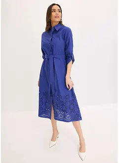 Hemdblusenkleid mit Lochstickerei, bonprix