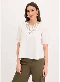 Blouse manches courtes à dentelle, bonprix