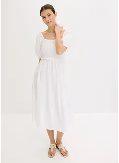 Midikleid mit Puffärmeln und Smoke-Detail, bonprix