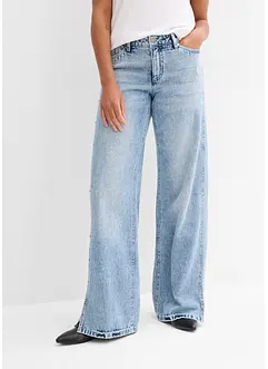 Jean droit et ample, taille mi-haute, peu extensible, bonprix