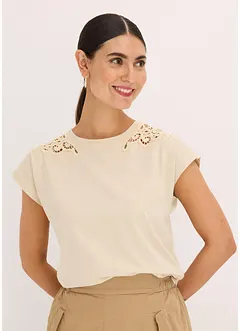 T-shirt avec détails en dentelle, bonprix