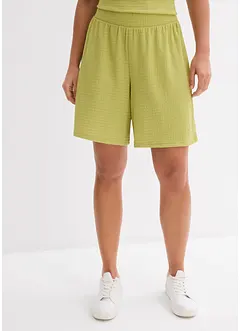 Short taille élastiquée en crêpe gaufré, bonprix