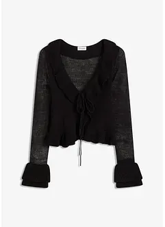Feinstrickjacke mit Rüschen, bonprix