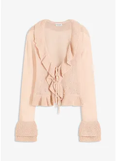 Feinstrickjacke mit Rüschen, bonprix