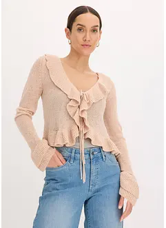 Feinstrickjacke mit Rüschen, bonprix