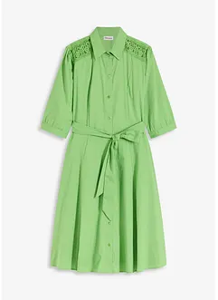 Hemdblusenkleid mit Spitze und Bindeband, bonprix