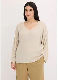 T-shirt à manches chauve-souris, empiècement en satin, bonprix