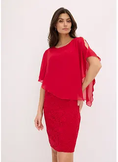 Spitzenkleid mit Überwurf aus feinem Chiffon, bonprix