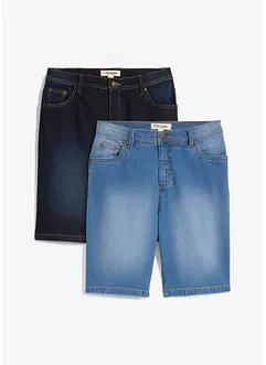 Stretch-Jeans-Bermuda, Regular Fit (2er Pack), bonprix