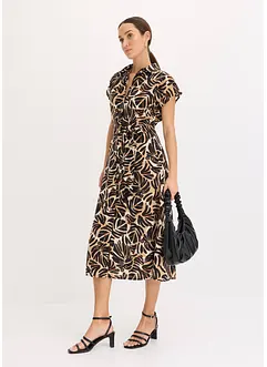 Robe midi imprimée aspect lin, bonprix