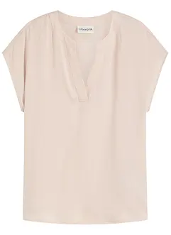 Lockere Satin-Kurzarmbluse mit überschnittenen Schultern, bonprix