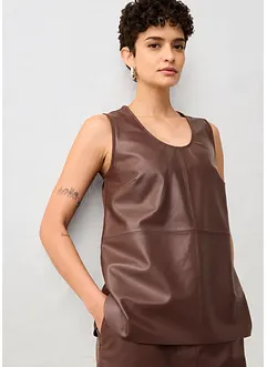 Tanktop mit Vorderseite aus Lammnappa-Leder, bonprix