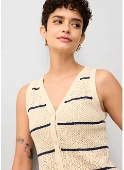 Gilet en maille ajourée avec lin, bonprix