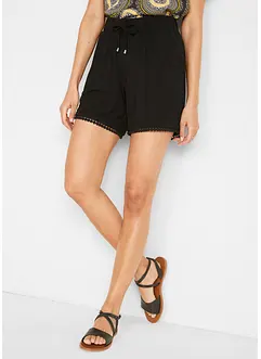 Short en jersey de viscose mélangée avec taille élastiquée et dentelle, bonprix