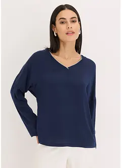 T-shirt à manches chauve-souris, empiècement en satin, bonprix