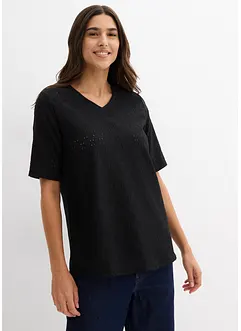T-shirt en crêpe avec broderies anglaises, bonprix