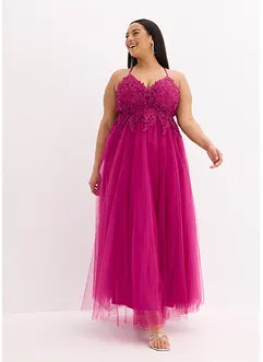 Maxikleid aus zartem Tüll mit Spitze, bonprix