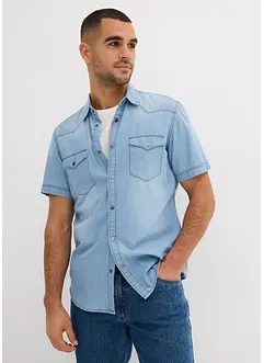 Jeanshemd, Kurzarm aus reiner Bio-Baumwolle, Slim Fit, bonprix