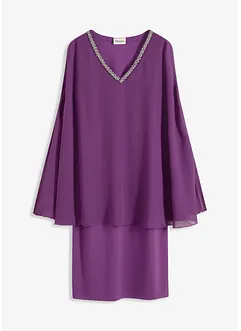 Robe en crêpe avec finition strass, bonprix