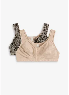 Lot de 2 soutiens-gorge sans armatures à fermeture devant, coton, bonprix