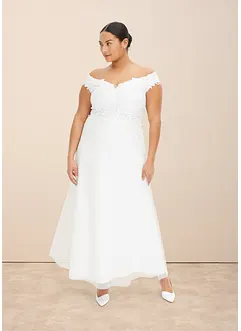 Robe de mariée à encolure Bardot avec dentelle, bonprix