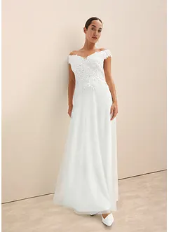 Robe de mariée à encolure Bardot avec dentelle, bonprix