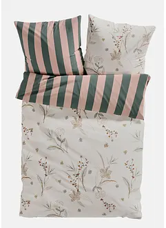 Wendebettwäsche mit Blumen und Streifen, bonprix