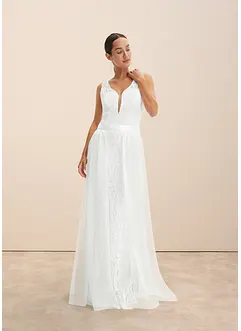 Robe de mariée brodée de sequins avec jupe en tulle amovible, bonprix