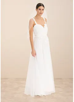 Robe de mariée en tulle délicat et dentelle, bonprix