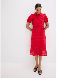 Lochstickerei-Blusenkleid aus reiner Baumwolle, bonprix
