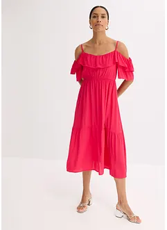 Kleid mit Volants aus strukturierter Viskose, bonprix