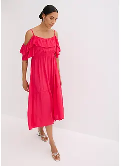 Robe à volants en viscose texturée, bonprix
