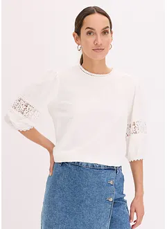 Blouse manches courtes contenant du lin, bonprix