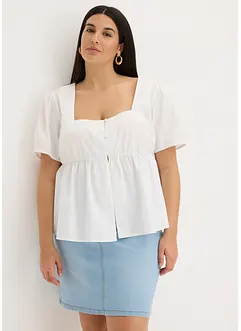 Blouse à manches bouffantes et encolure boutonnée, bonprix