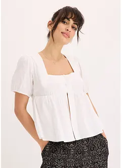 Blouse à manches bouffantes et encolure boutonnée, bonprix