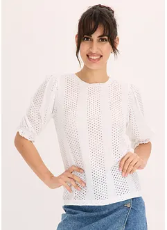 T-shirt en broderie anglaise avec volants, bonprix