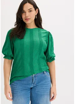 Lochstickerei Shirt mit Volants, bonprix