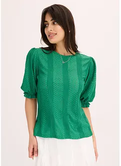 T-shirt en broderie anglaise avec volants, bonprix
